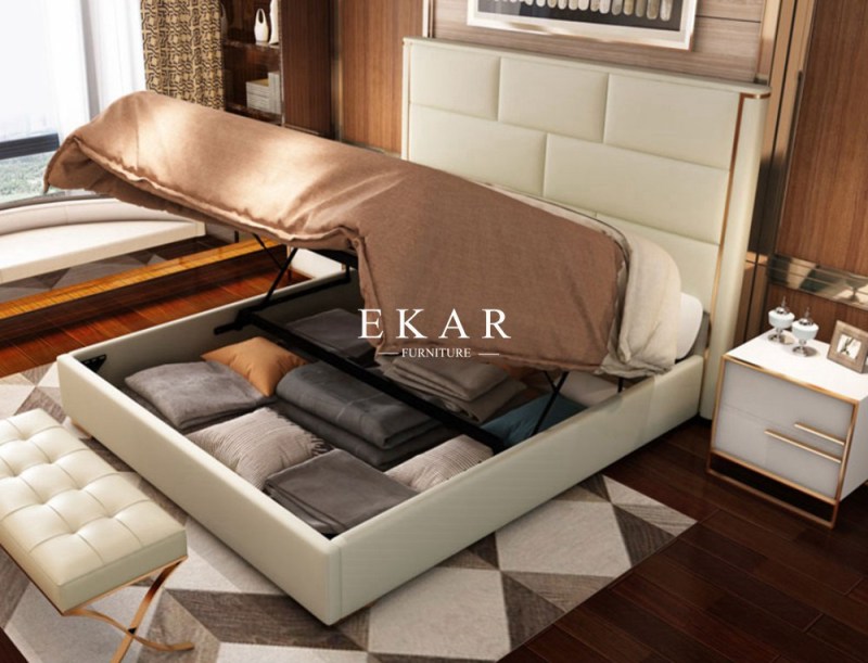 Modern High Backboard Leather Bed