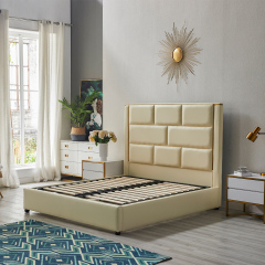 Modern High Backboard Leather Bed