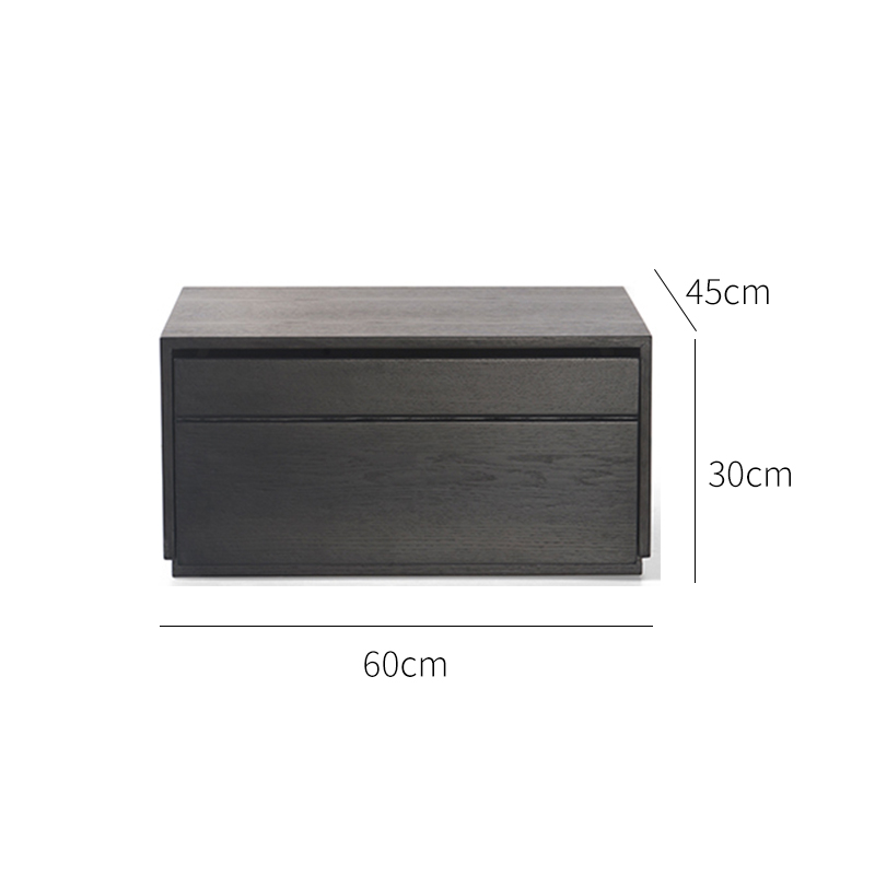 Black Lacquered Veneer Storage Cabinet Bedside Table - Functional Bedroom Accent