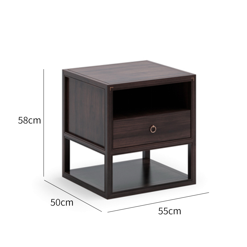 Solid Wood Nightstand - Hotel Style Bedside Table for Elegant Bedrooms