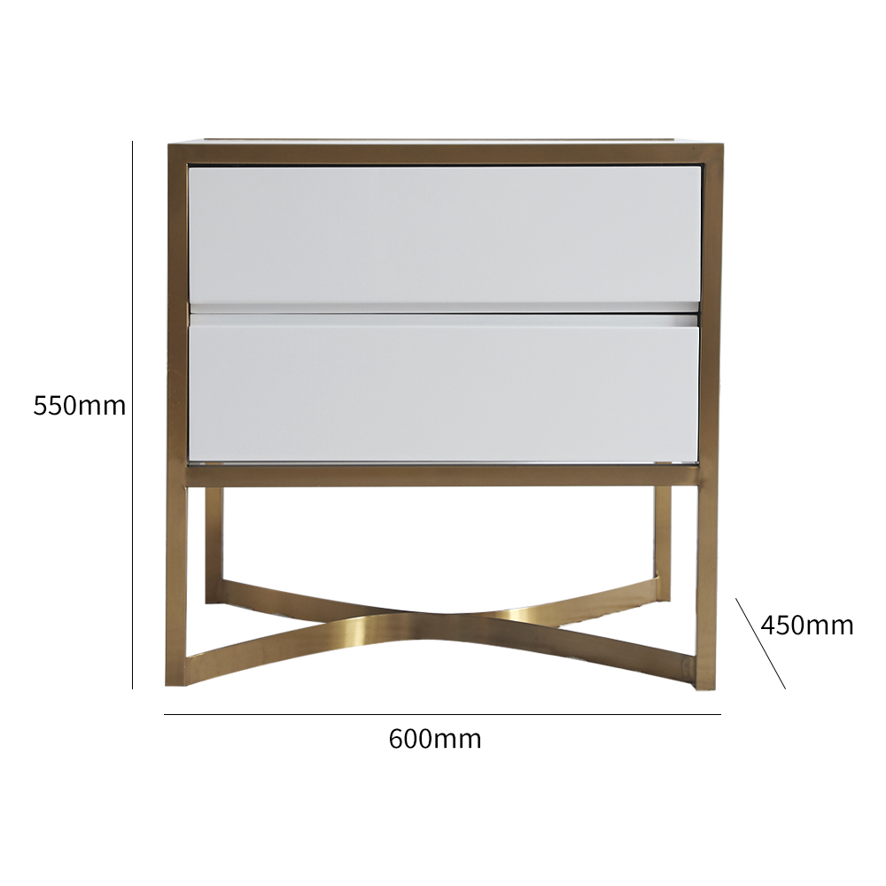 Drawer Metal Frame Modern Bedside Table - Contemporary Bedroom Accent