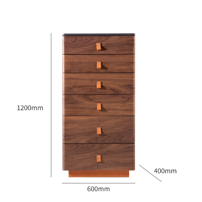 6 ngăn kéo Tủ ngăn kéo bằng gỗ hiện đại Walnut