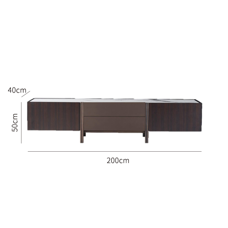 Italian style design cabinet living room floor to ceiling walnut TV stand