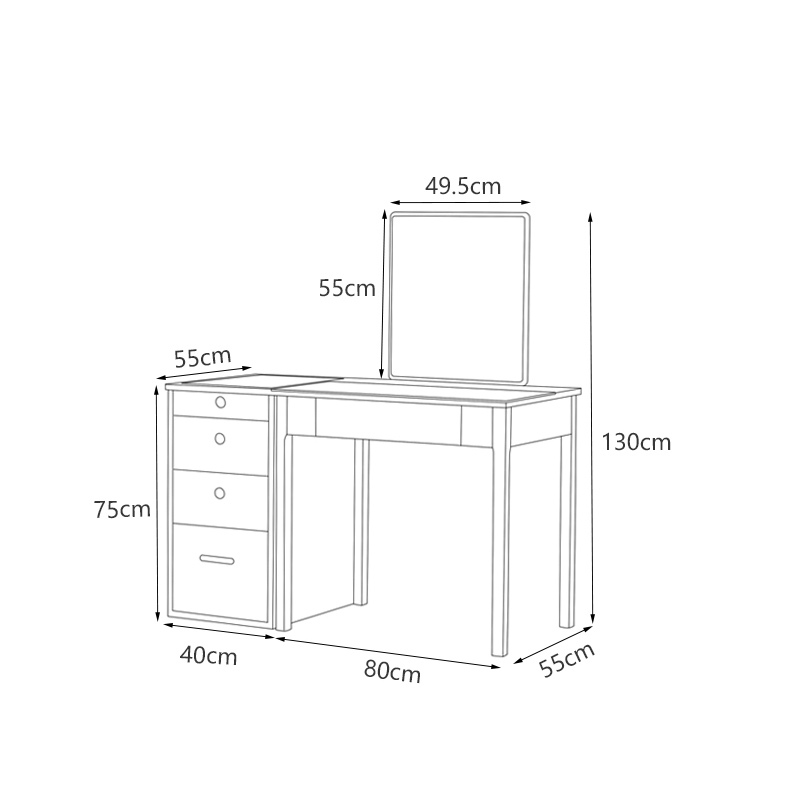 Simple dresser with mirror and drawers in modern design cherry wood dresser