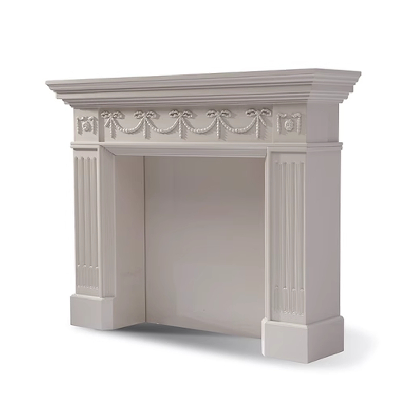 Modern living room white fireplace