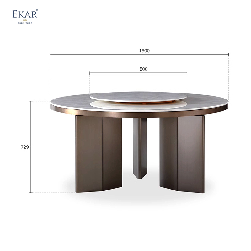 Modern round dining table with marble turntable