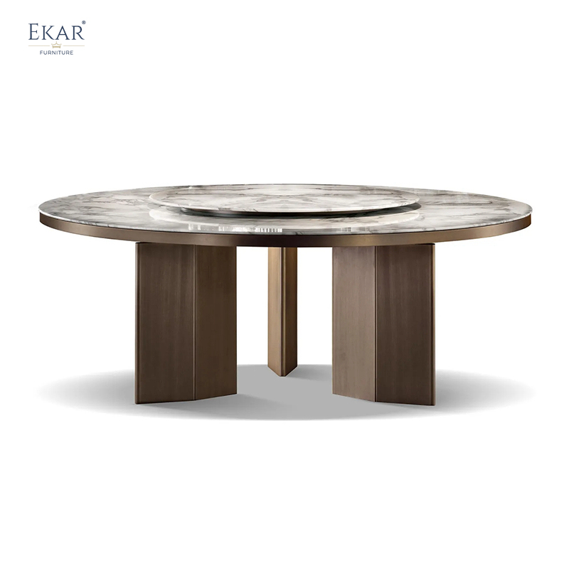 Modern round dining table with marble turntable