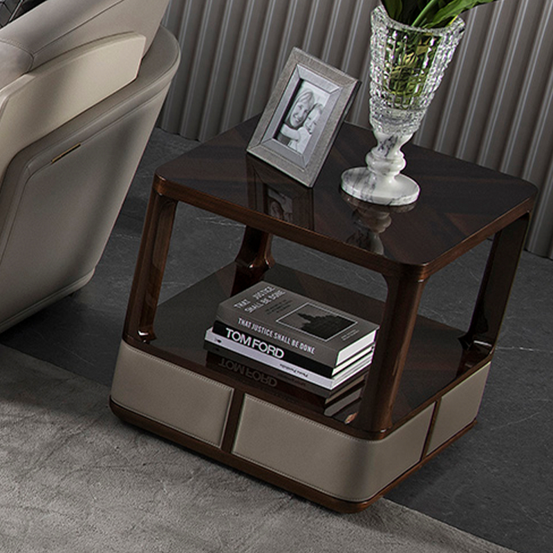 Elegant Living Room Wood Veneer Corner Table