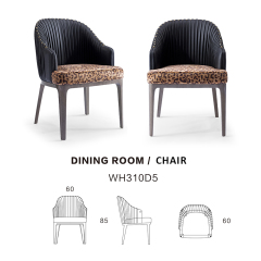 Italian style leather back armrest dining chair