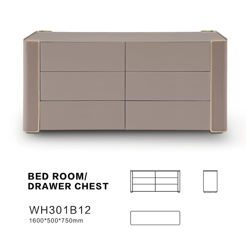 Modern design bedroom six-drawer chest with drawers