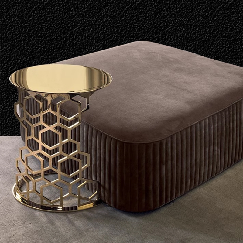 Modern round hardware brushed bronze corner table