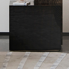 Modern Minimalist Marble and Wood Square Side Table