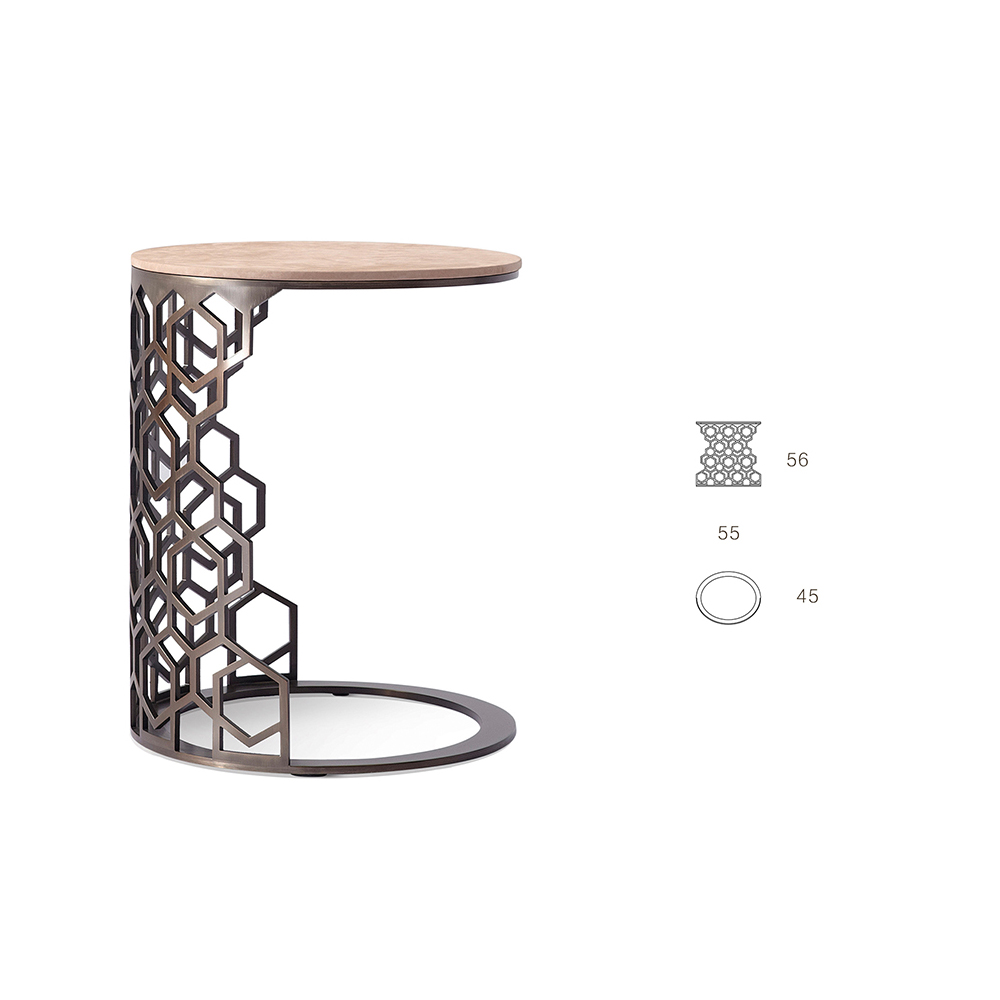 Modern round hardware brushed bronze corner table
