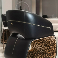 Leather Upholstered Lounge Chair with Metal Zipper Accents