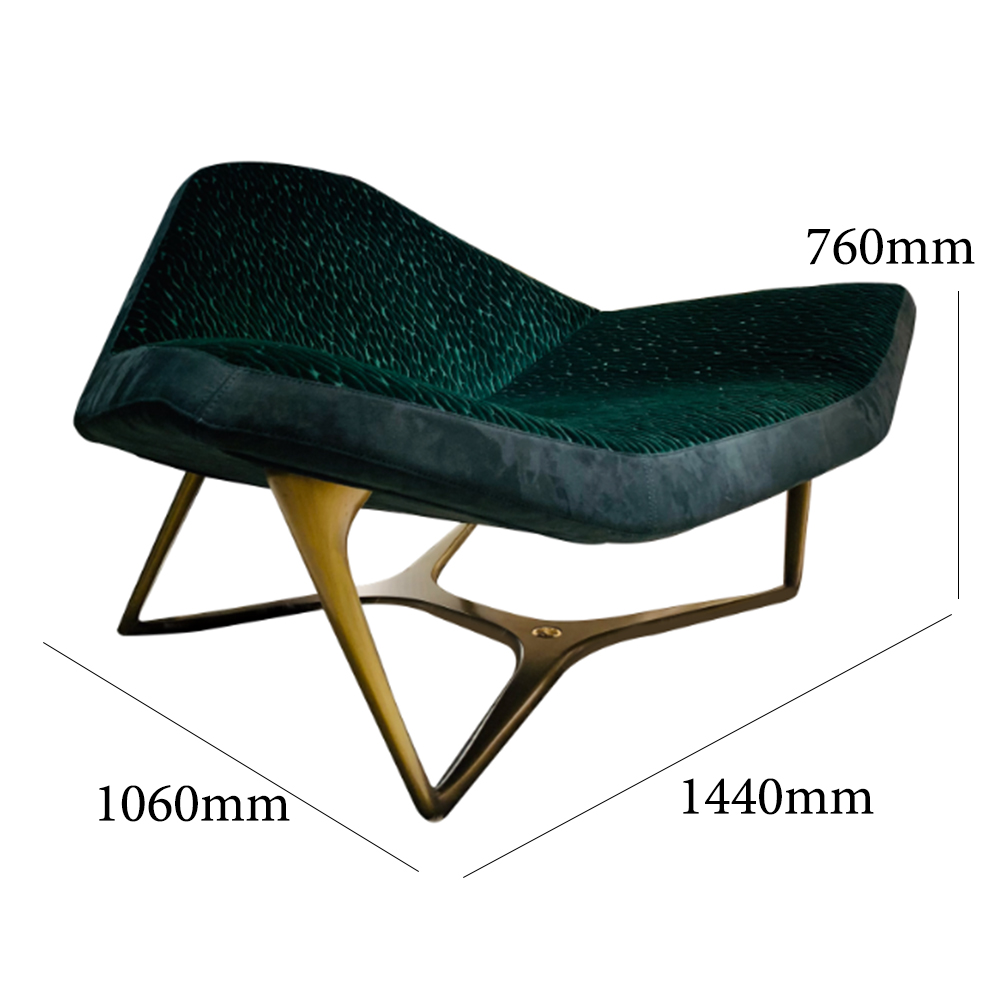 Dark green creative design leisure chair with metal legs