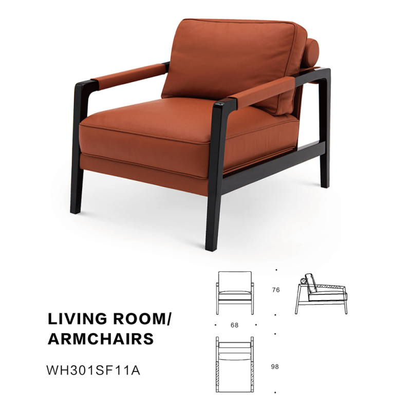 Living room lounge chair with armrests and back support ​