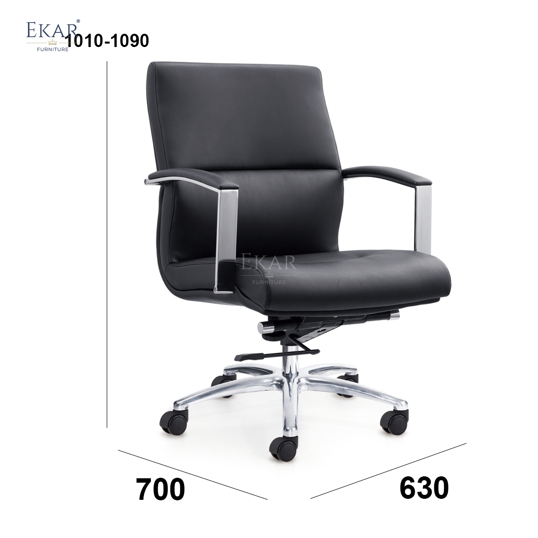 Top-Grain Leather Office Chair with High-Density, High-Resilience Foam Seat