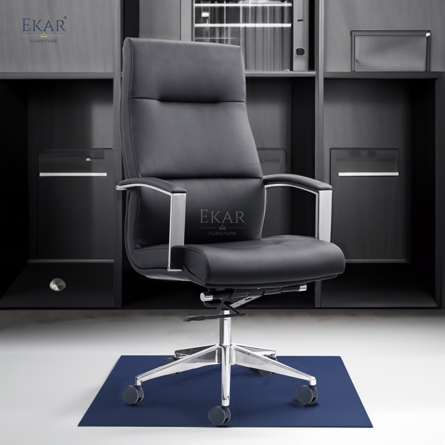 Top-Grain Leather Office Chair with High-Density, High-Resilience Foam Seat