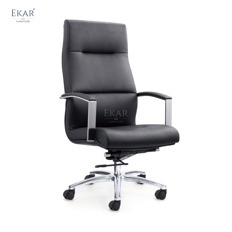 Top-Grain Leather Office Chair with High-Density, High-Resilience Foam Seat