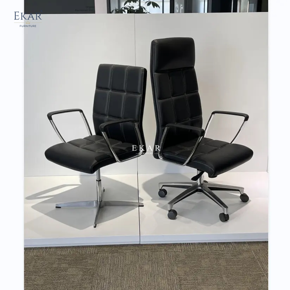 Imported Leather Office Chair with Casters - Premium Comfort and Mobility
