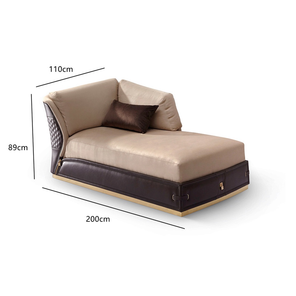 Gold mirror steel decorative strip armrest living room chaise sofa