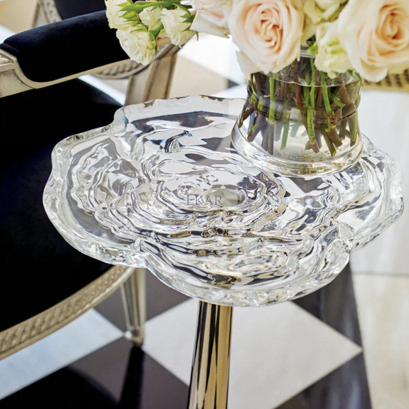 Elegant Crystal Glass Corner Table: Stylish Home Accent