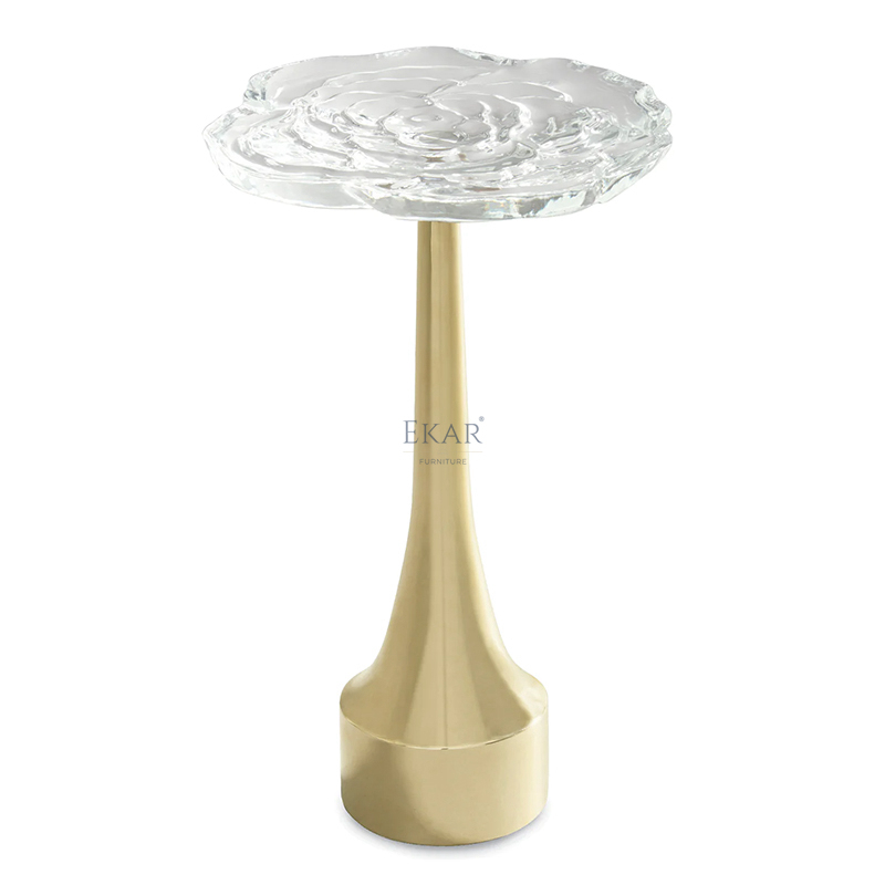 Elegant Crystal Glass Corner Table: Stylish Home Accent