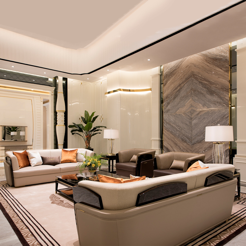 British style new modern leather living room sofa