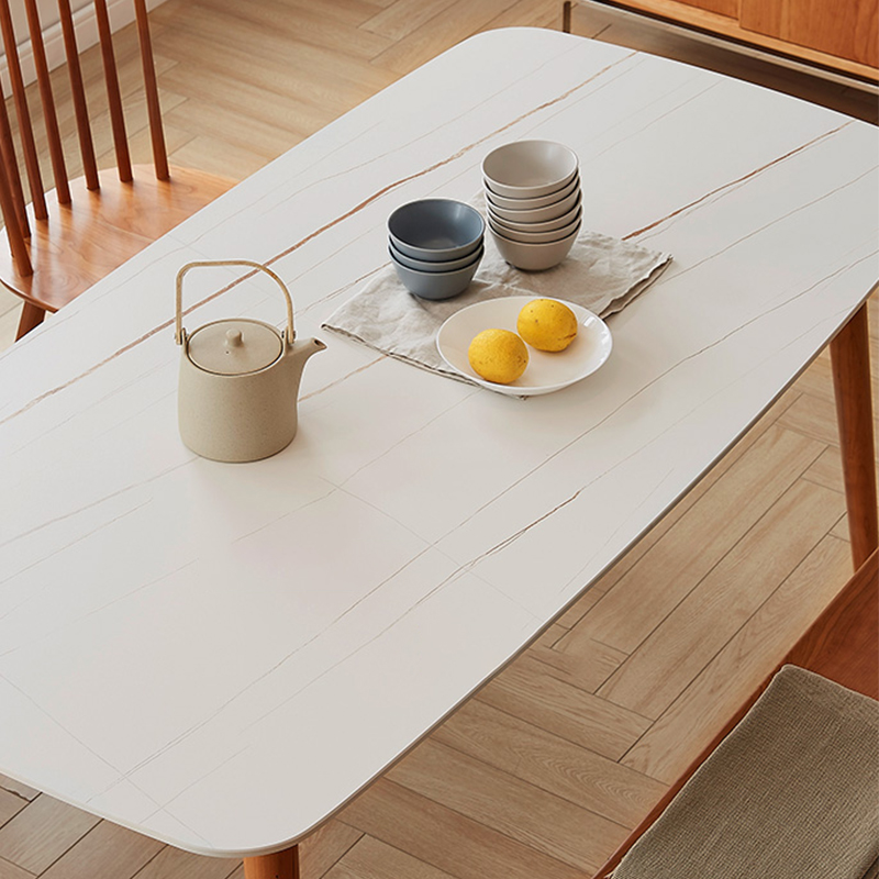 Rustic Dining Table in Cherry Wood and Slate