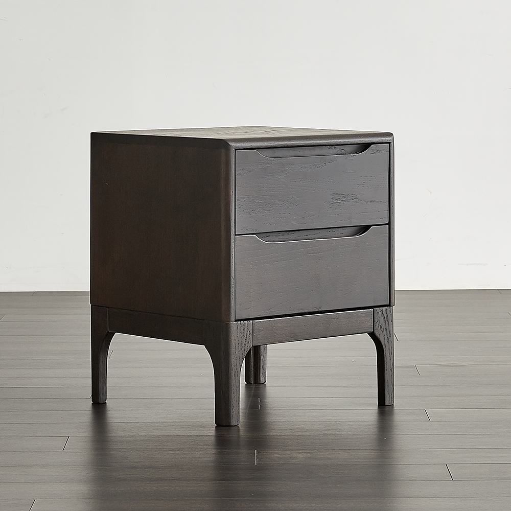Wooden Nightstand with Bed