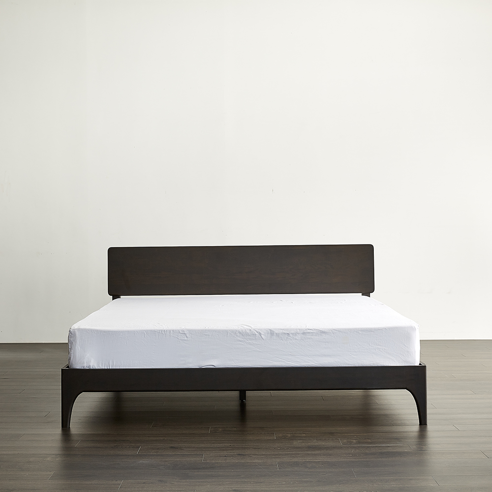 Wooden Nightstand with Bed