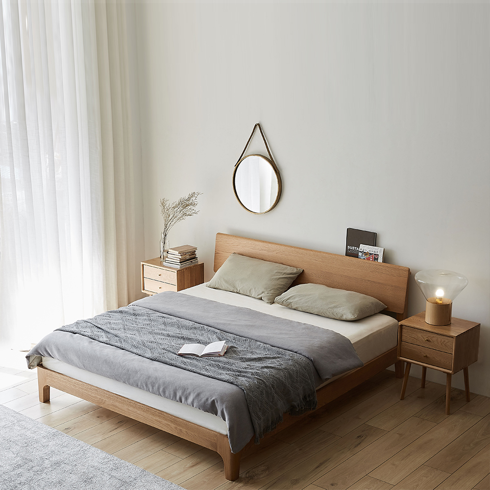 Solid Wood Bed and Nightstand