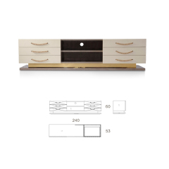 Contemporary Leather Long Veneer Table Top High Gloss Tv Stand