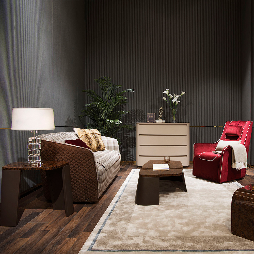 Elegant wood veneer living room coffee table