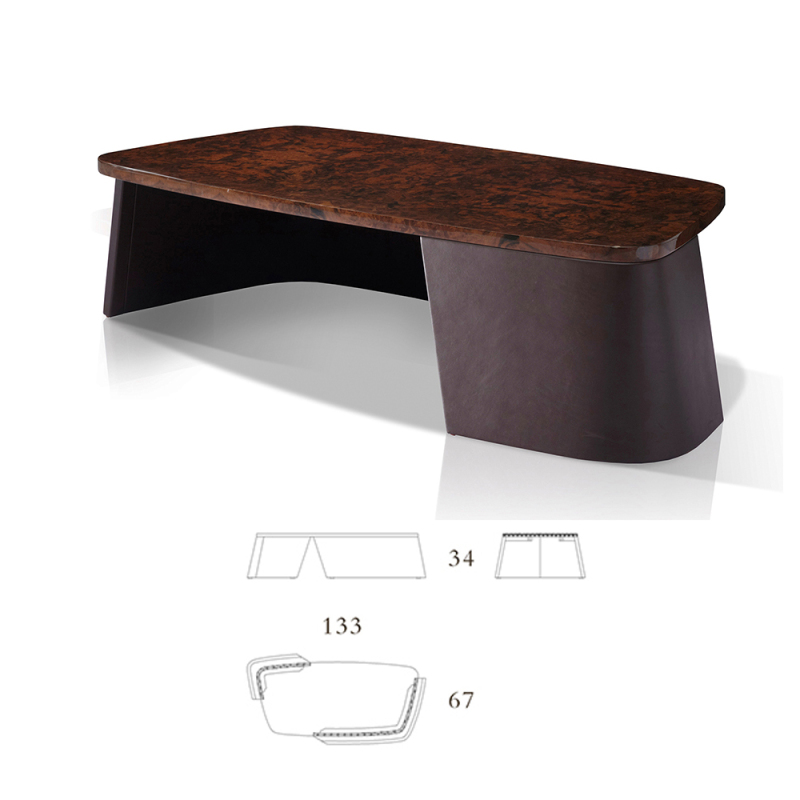 Elegant wood veneer living room coffee table