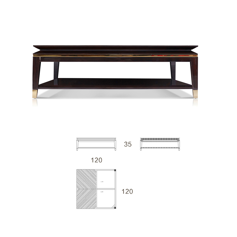 Chic Black Square Wooden Leg Coffee Table