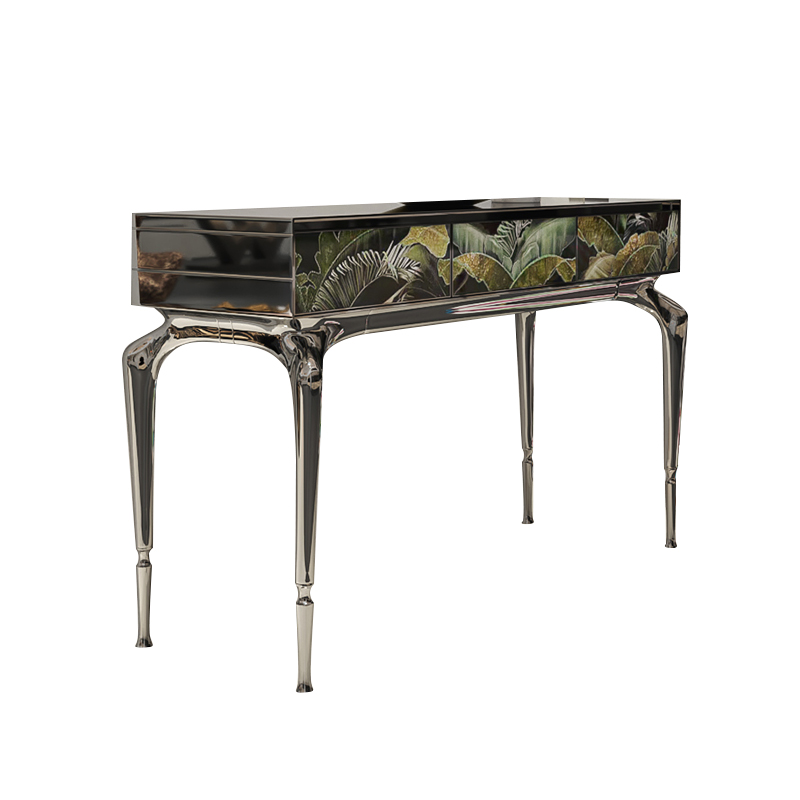 Exquisite crystal diamond inlaid console table