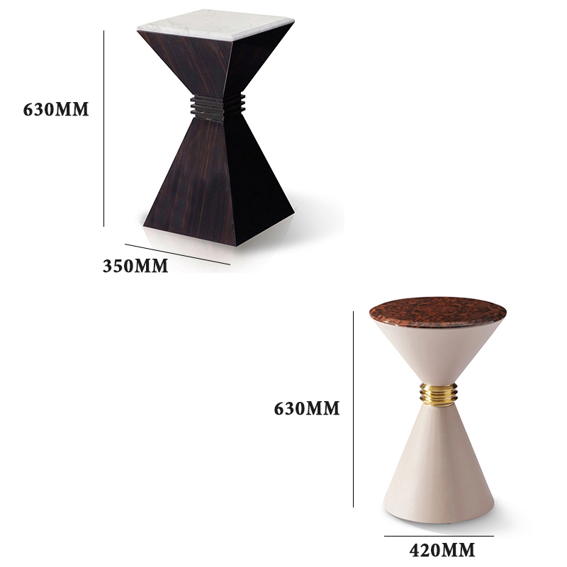 Unique End Small Round Hourglass Shaped Side Table