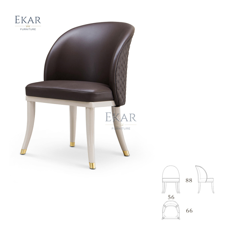 European Upholstered Wooden Leather Dining Chair