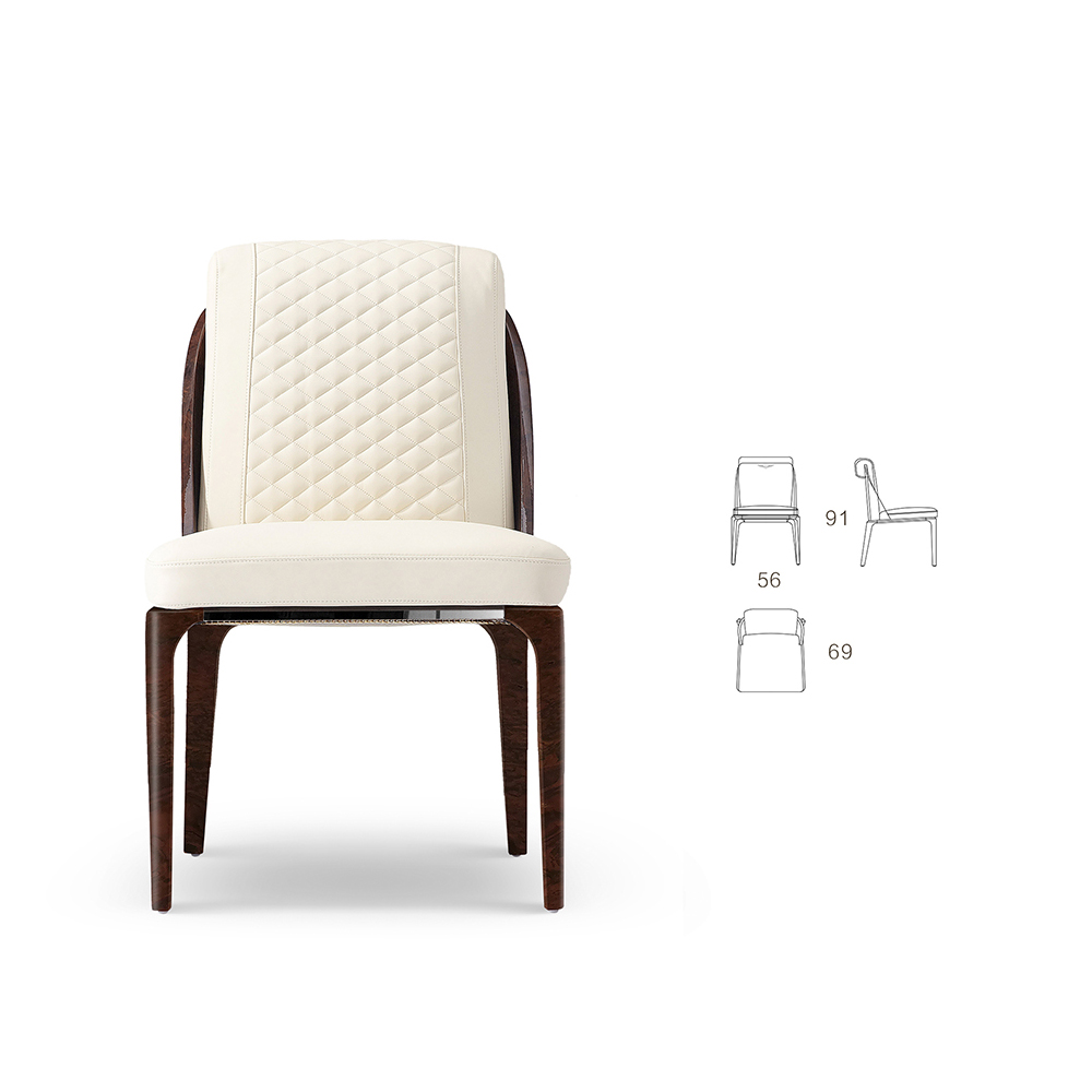 White upholstered dining chairs in modern design style