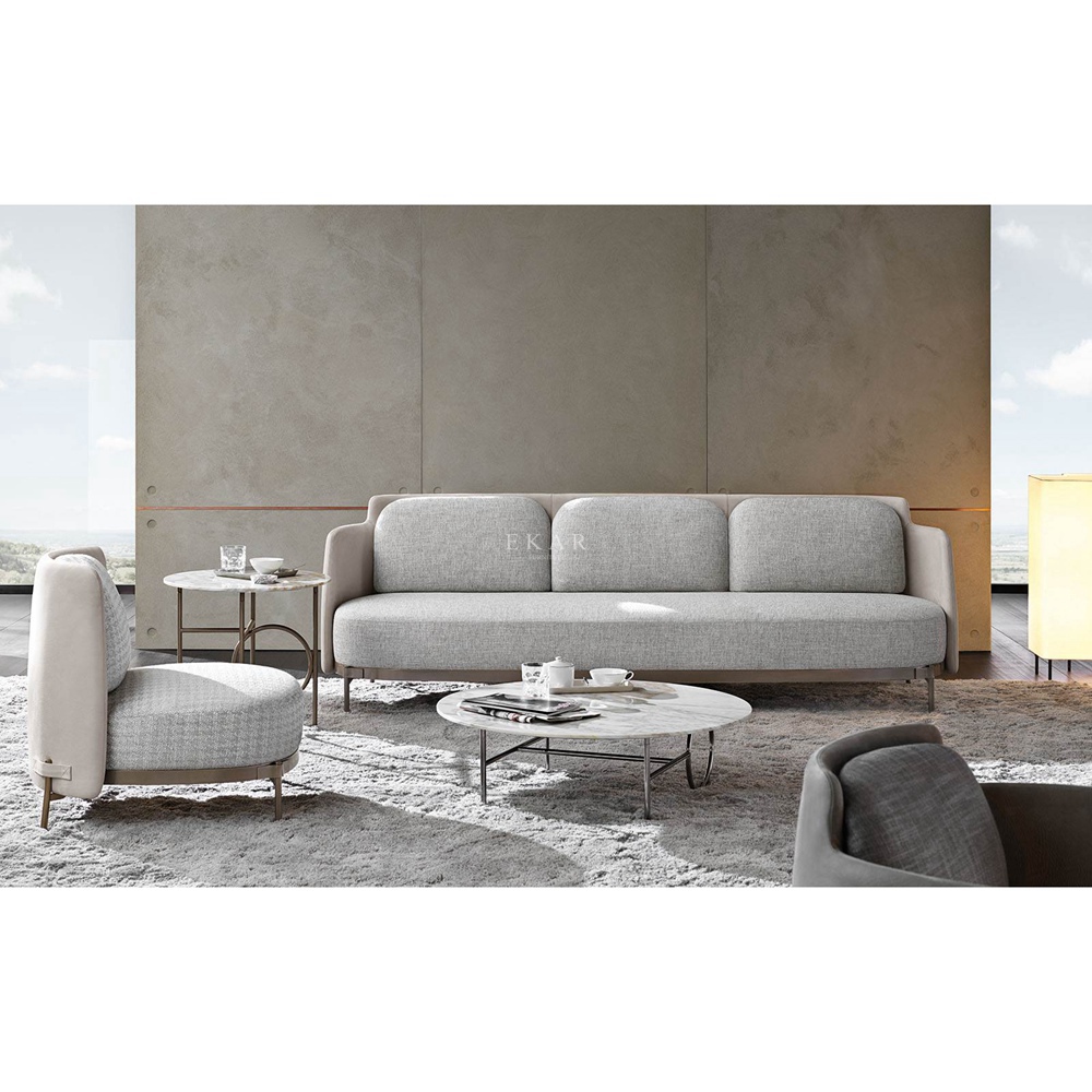 Steel Frame Contoured Cushioned Back Sofa