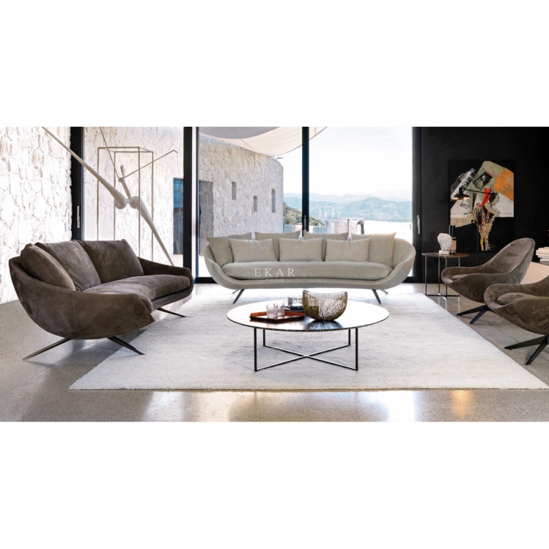 Space Cotton Inner Cushion with High-Carbon Steel Powder-Coated Leg Sofa