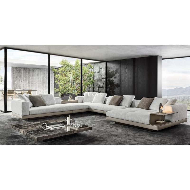 Leather and fabric combined with any combination of sofas