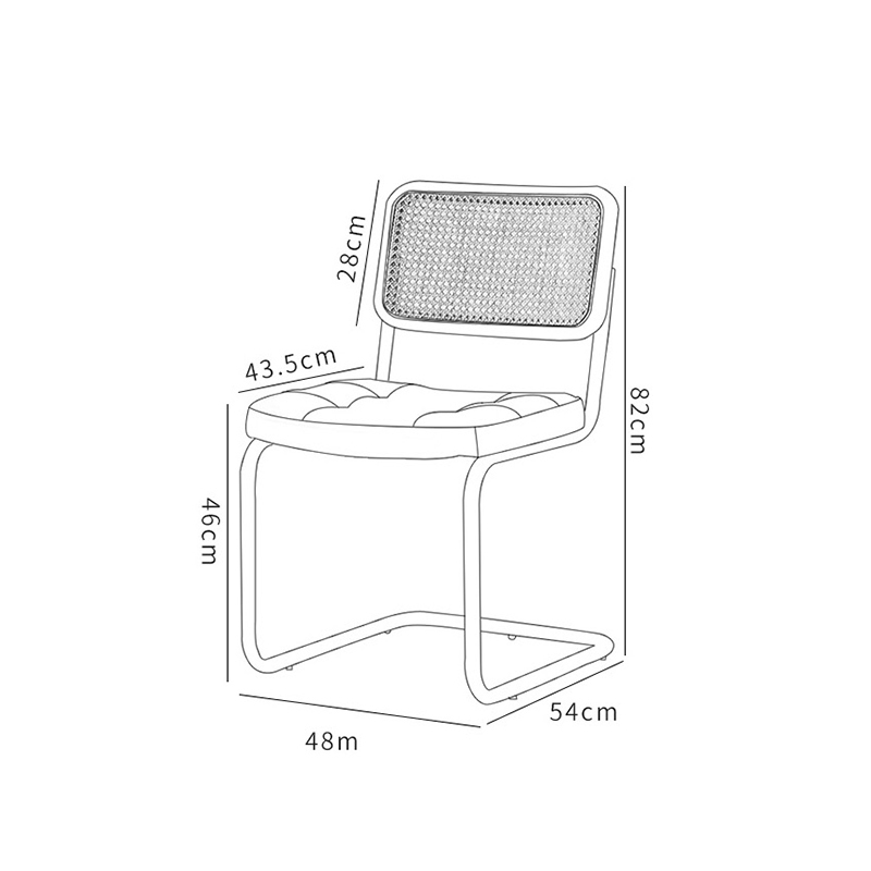New Modern Rattan Wood Dining Chair Furniture Stainless Steel Leg Dining Chair