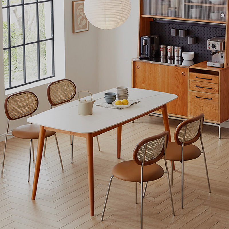 Cherry Wood and Slate Dining Table