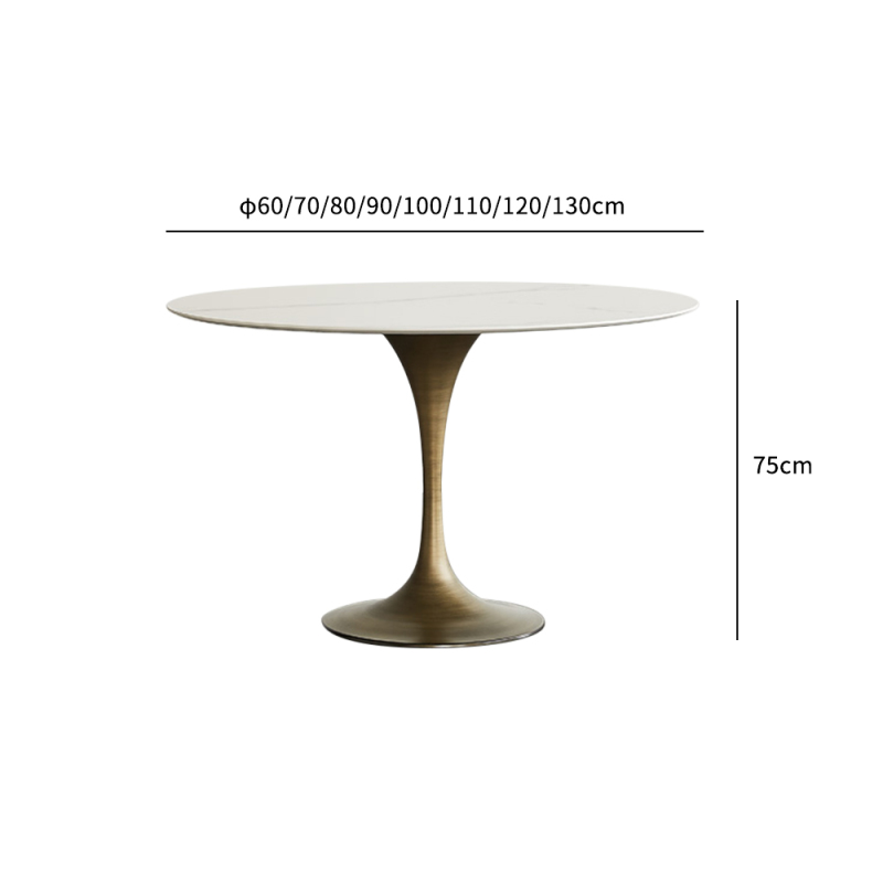 Round Dining Table with Metal Legs
