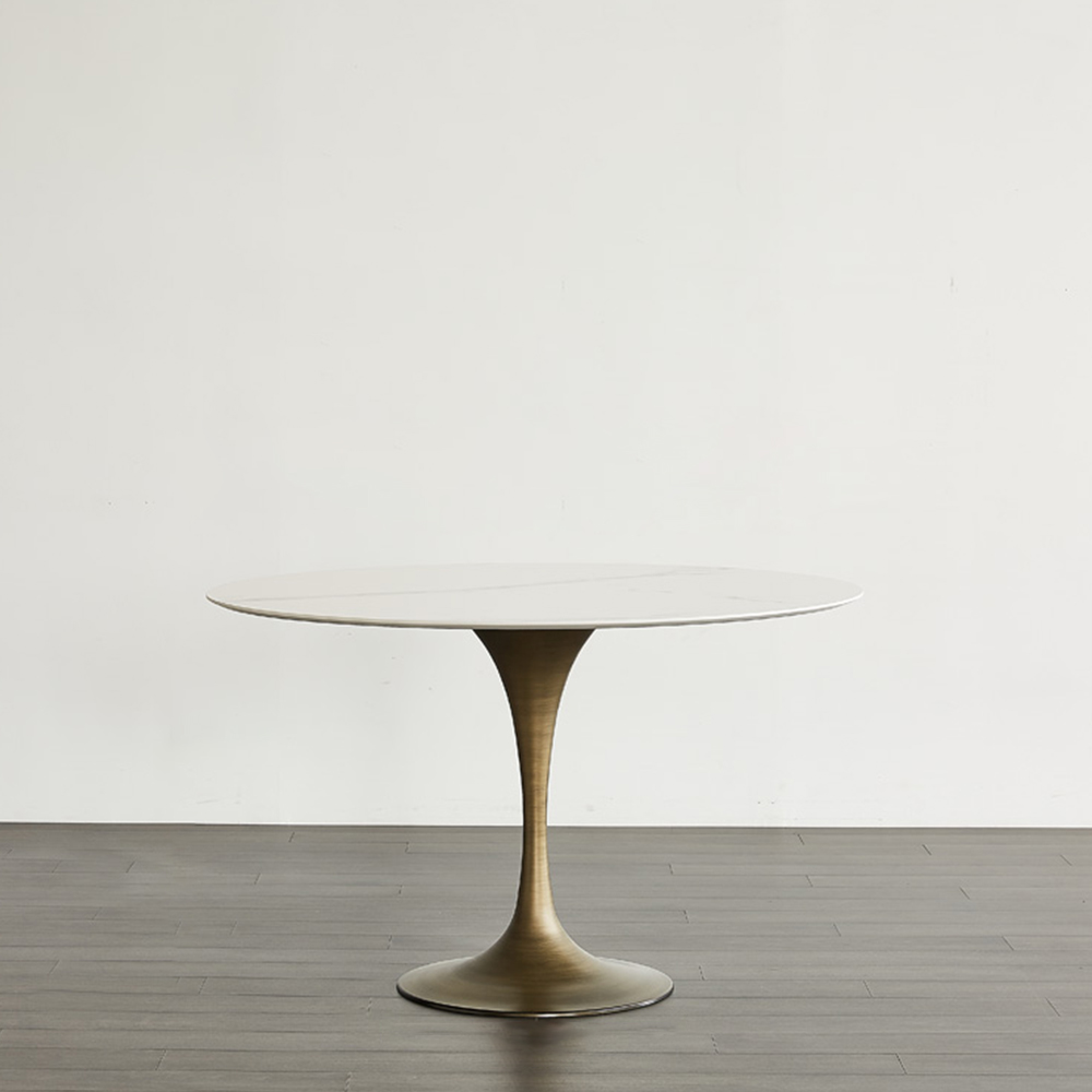 Round Dining Table with Metal Legs