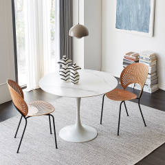 Round Dining Table with Metal Legs