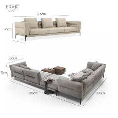 Fabric Sofa with Aluminum Alloy Legs