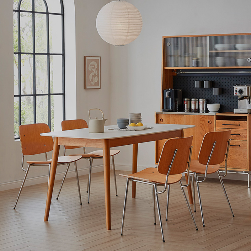 Cherry Wood and Slate Dining Table